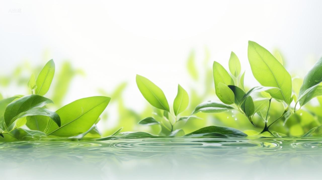 清新绿色茶叶背景插图