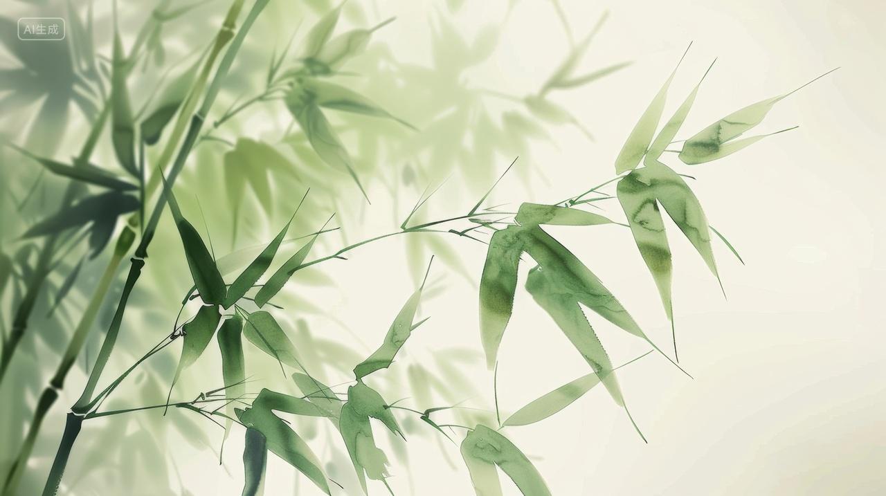 水墨水彩中国风竹子插画