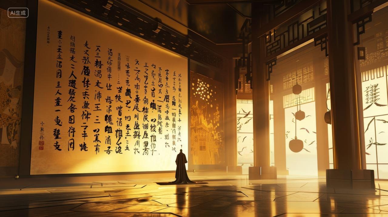 中式概念CG场景，古色古香的书房客厅