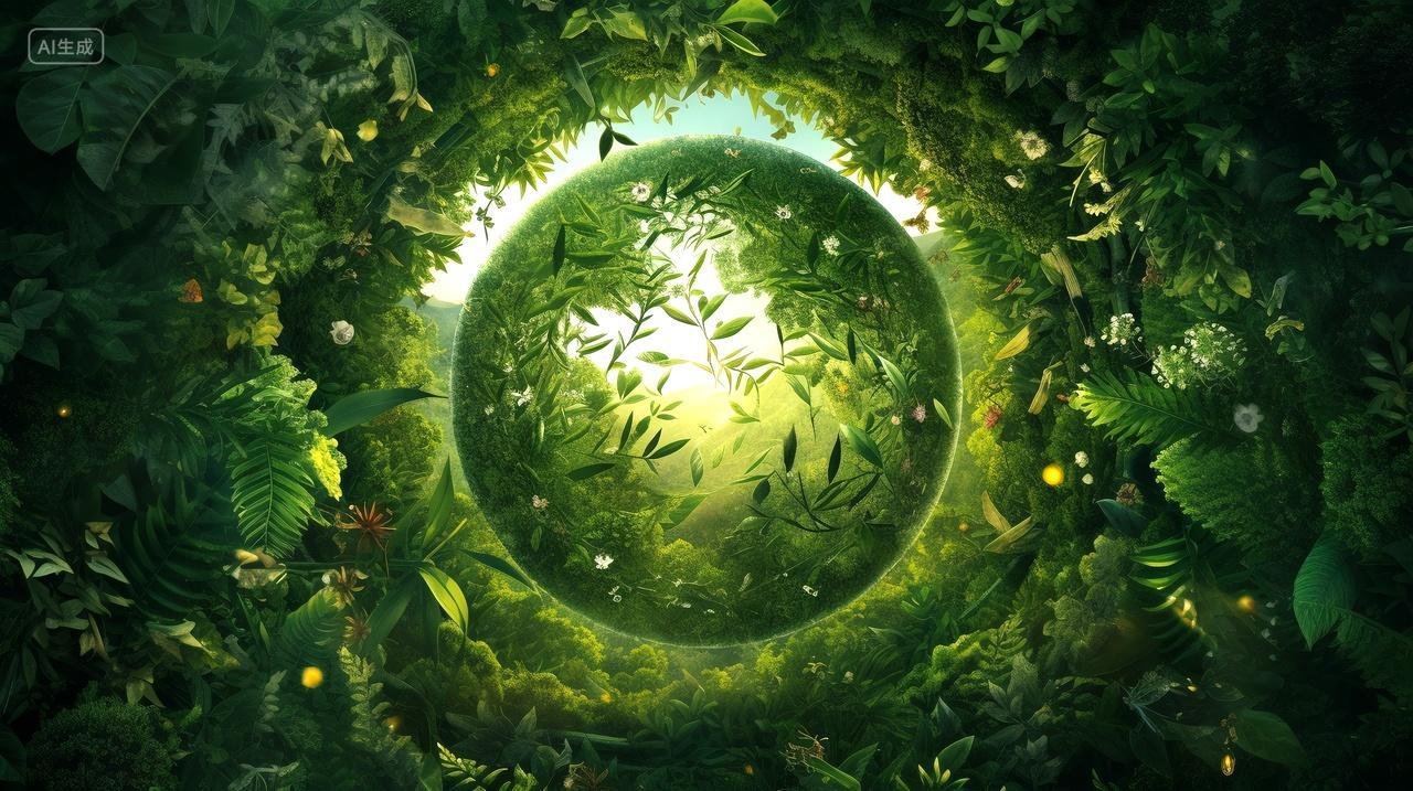 夏至绿意绿色背景