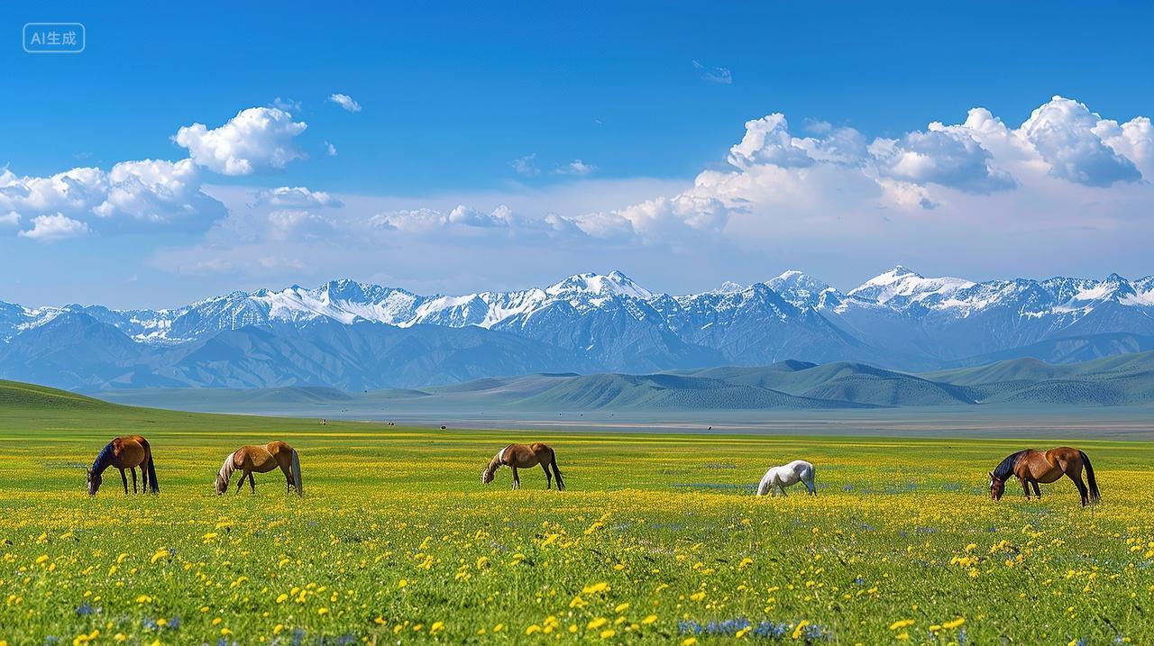 草原风景牛羊马
