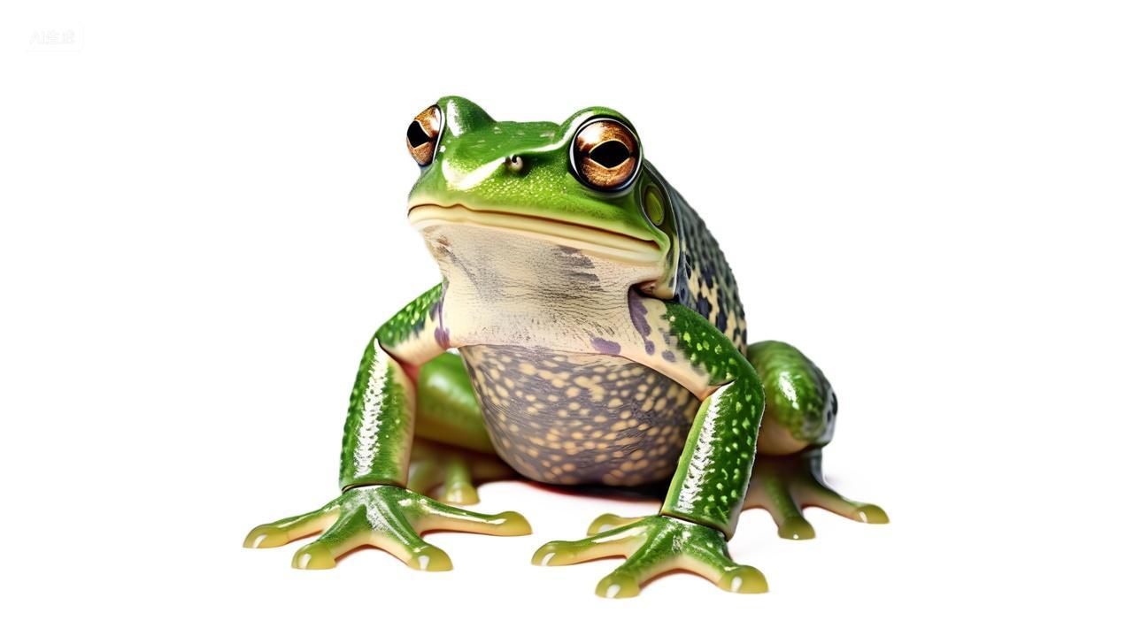 青蛙正面高清纯色白底背景牛蛙蛙类