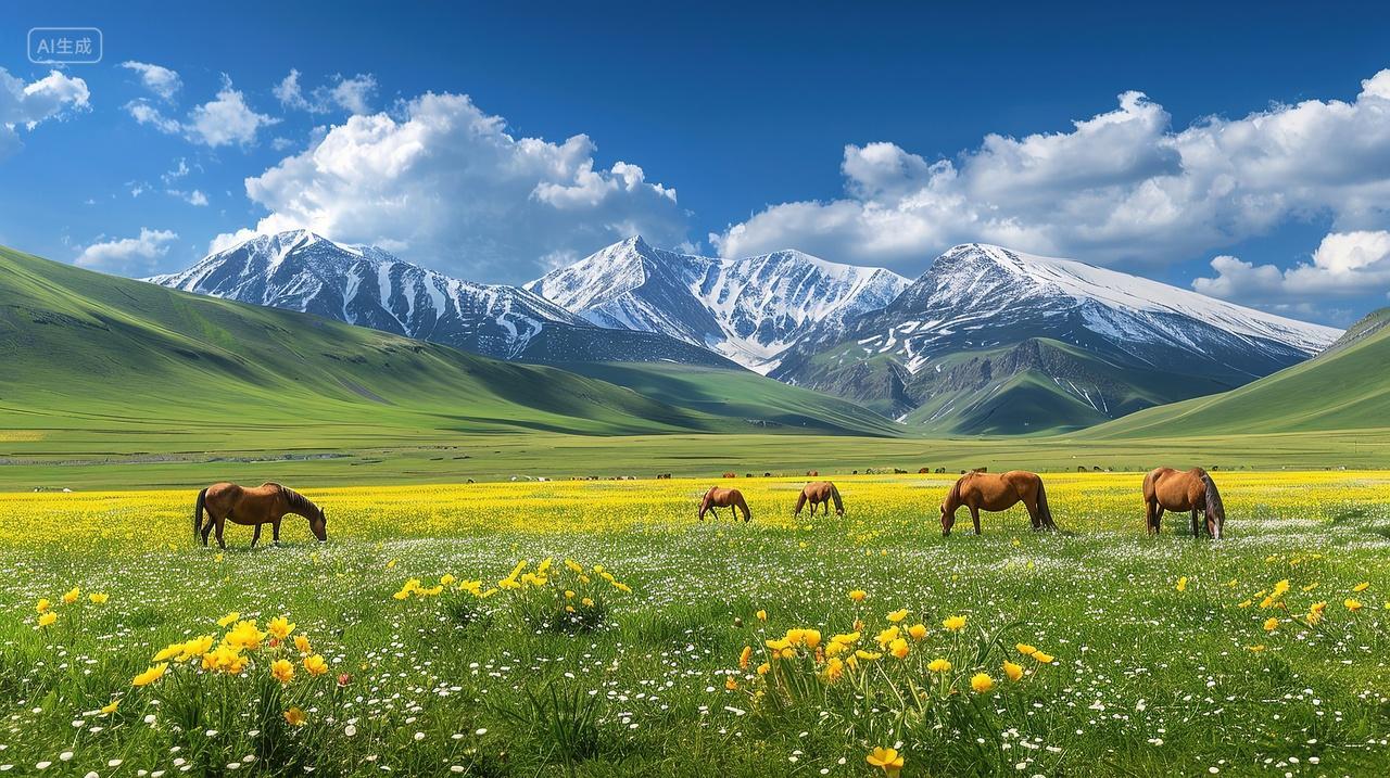 草原风景牛羊马