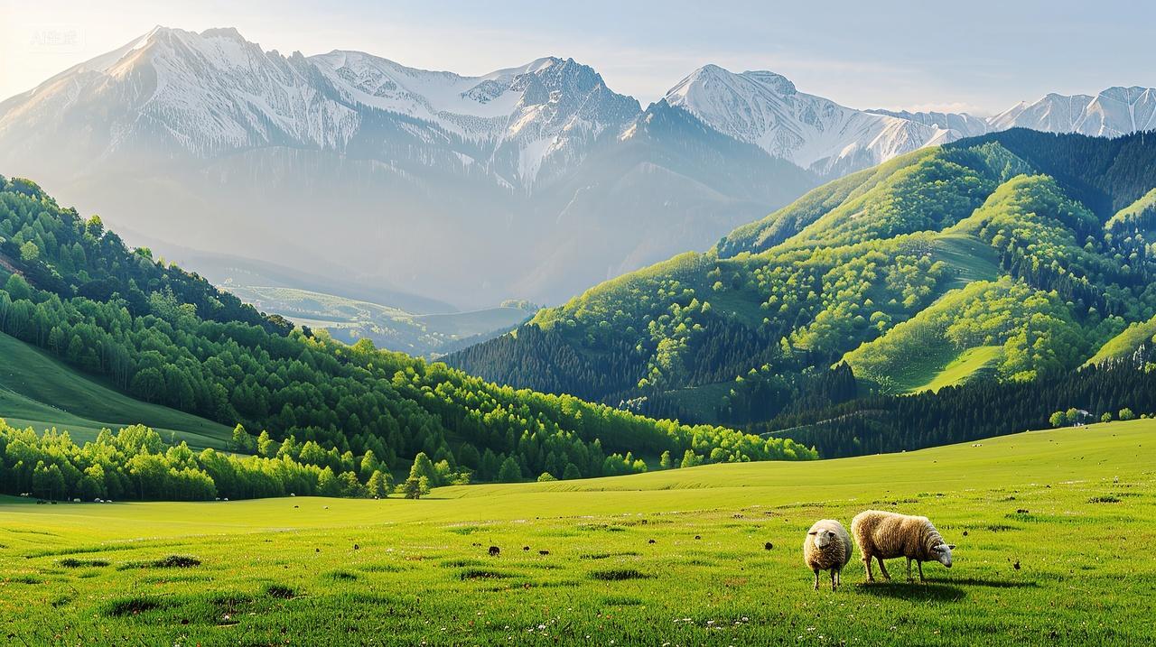 草原风景牛羊马