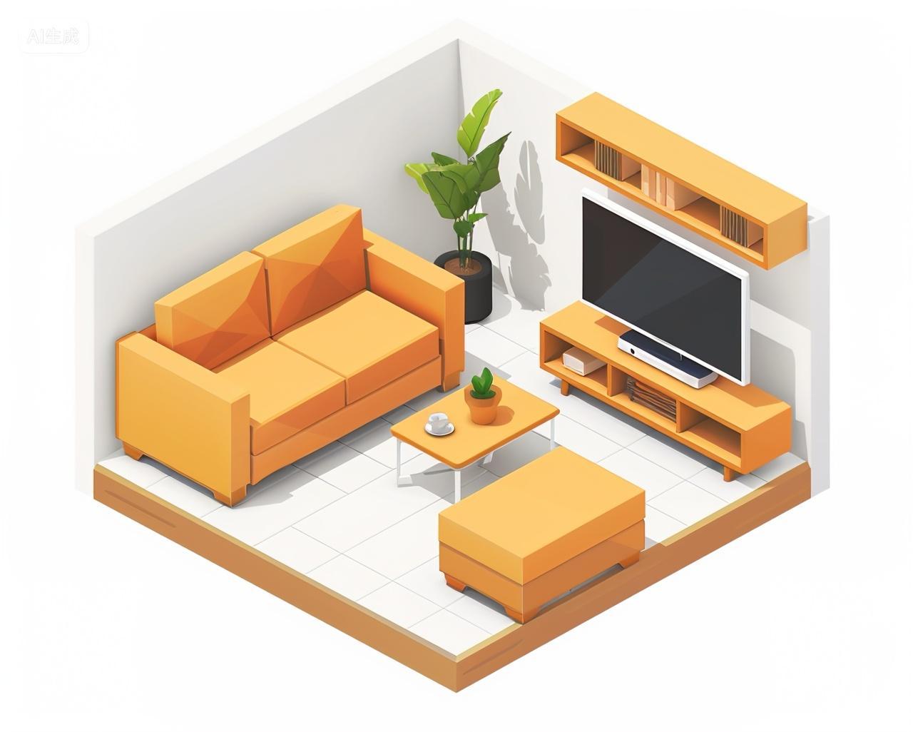 高级简约2.5d客厅