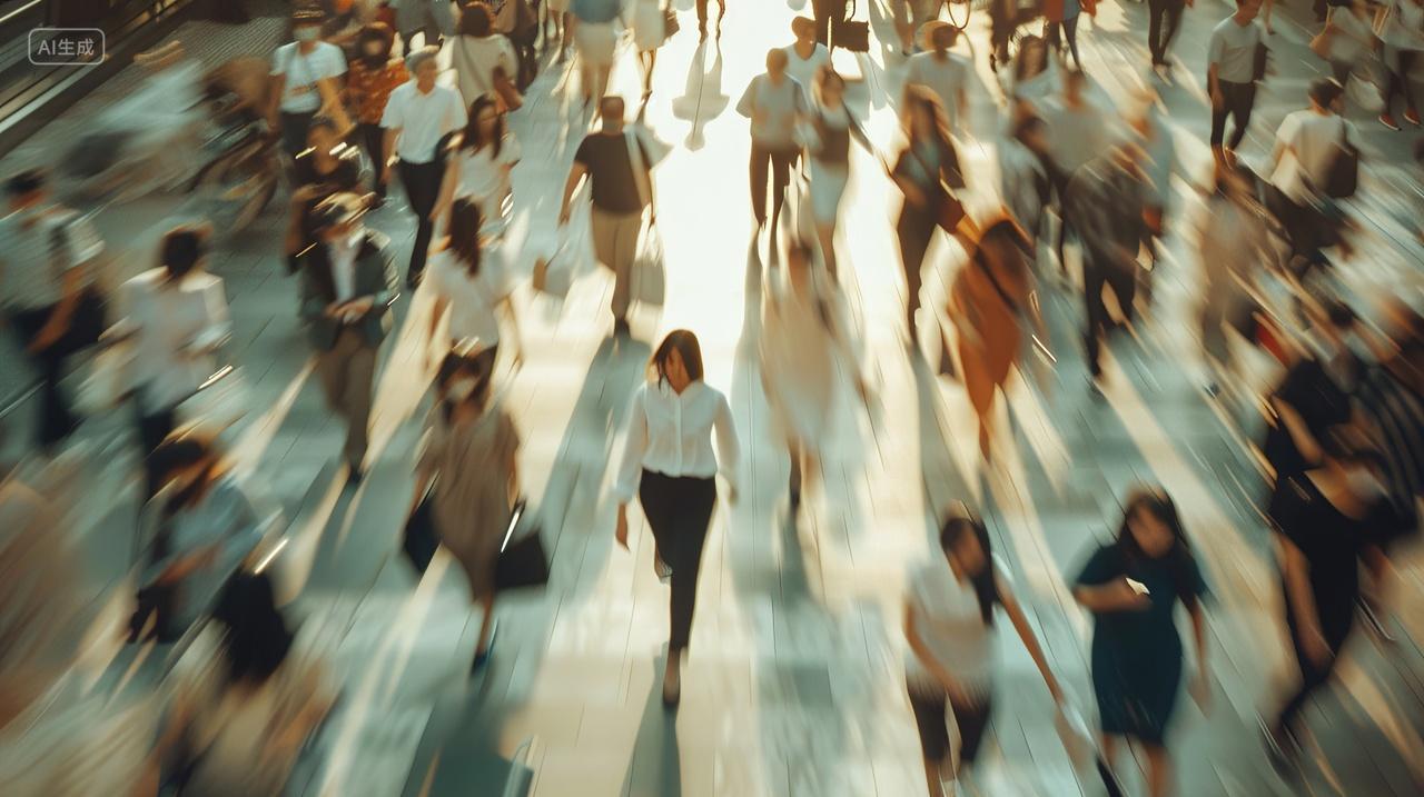 城市人来人往快节奏的街道