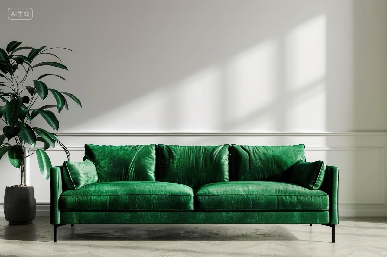 高级简约室内绿色沙发