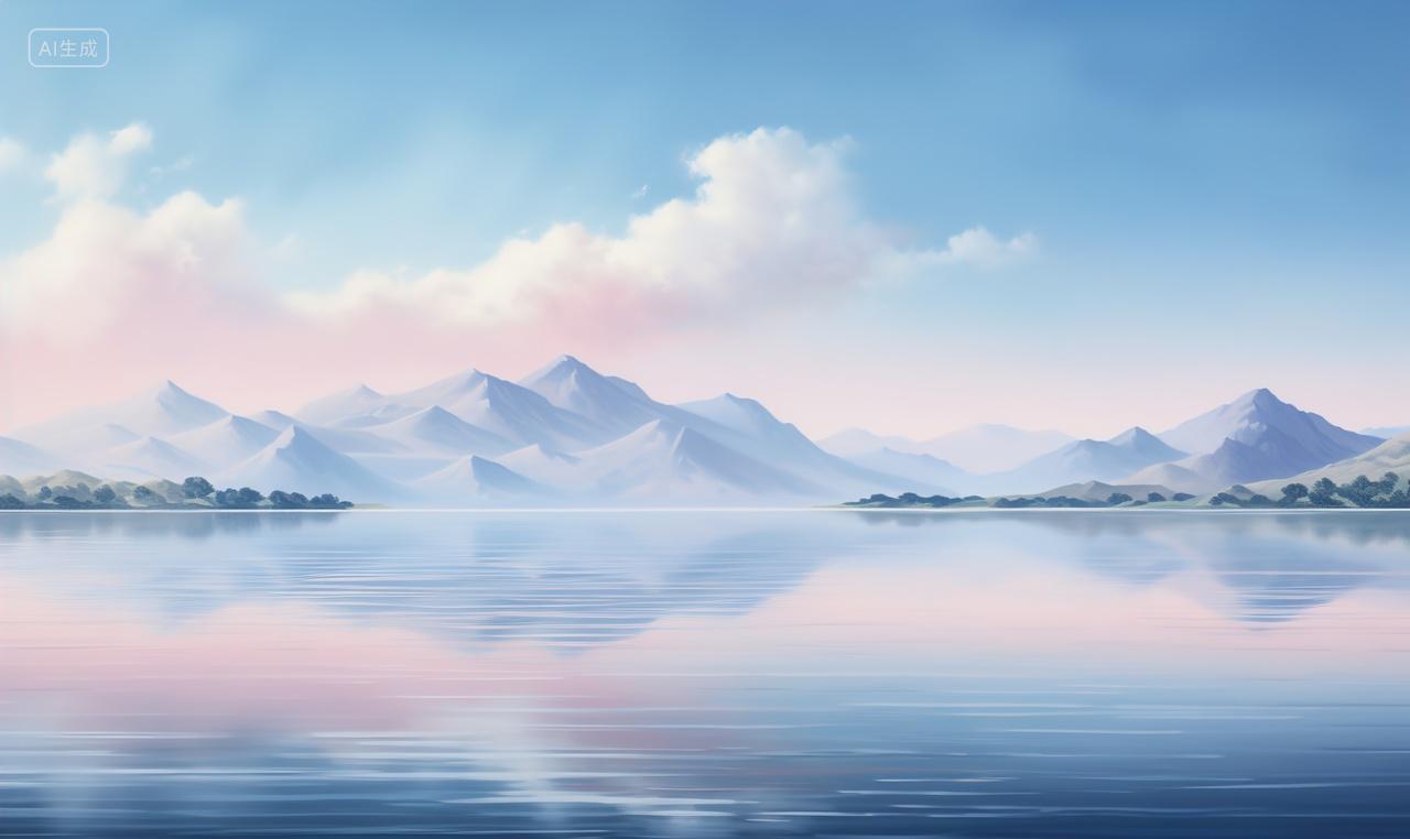 高级简约远山湖景