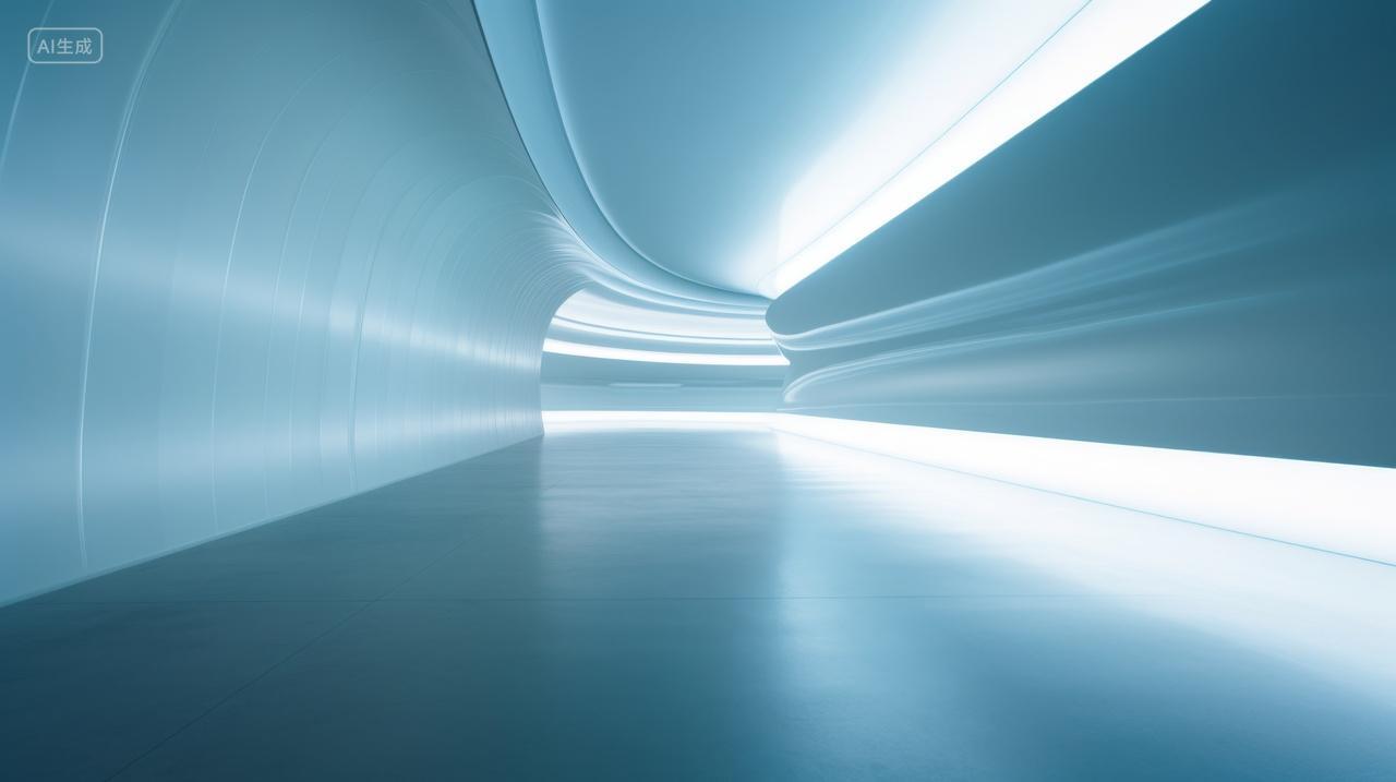 蓝色极简室内空间长廊