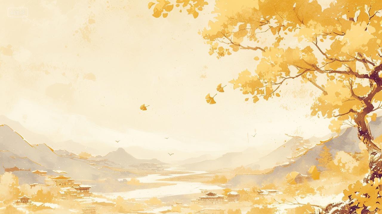 秋天枫叶山水背景