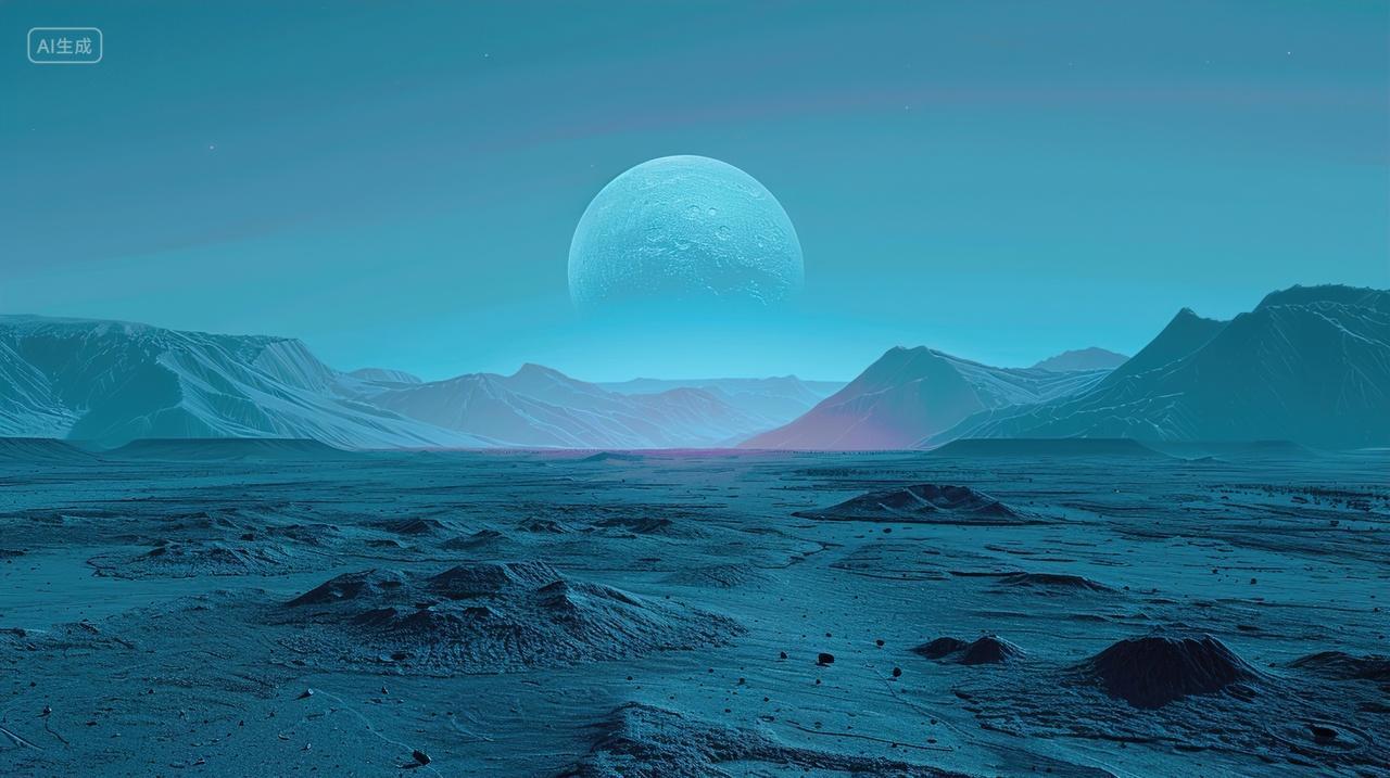 高级简约山脉月亮背景