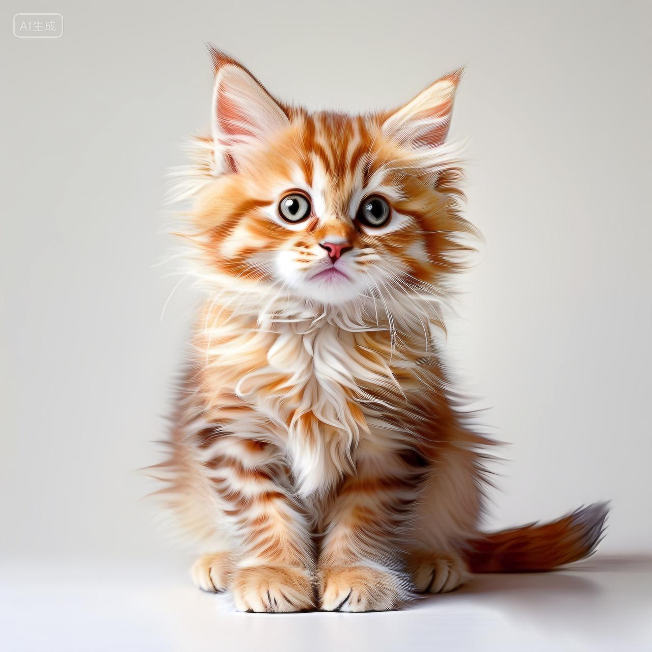 可爱豹纹花纹小猫橘色花纹斑纹长毛宠物猫