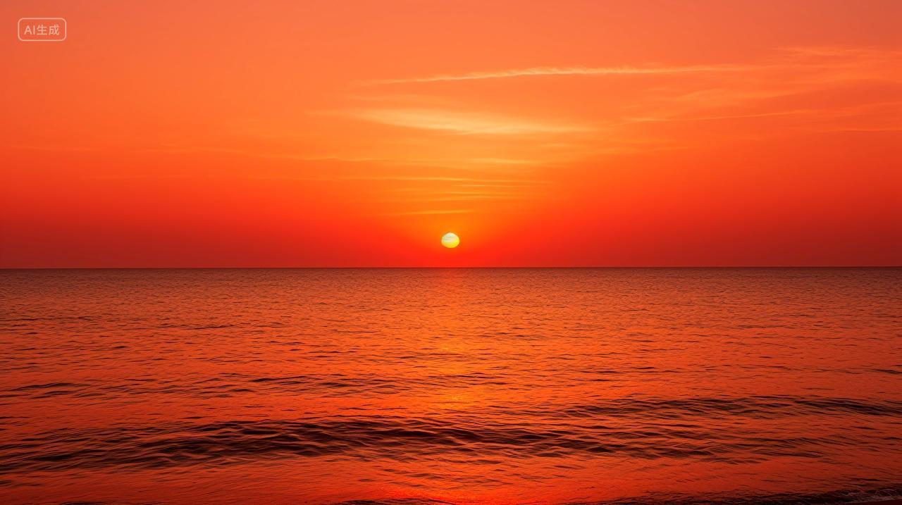 海面红日,灿烂如金辉
