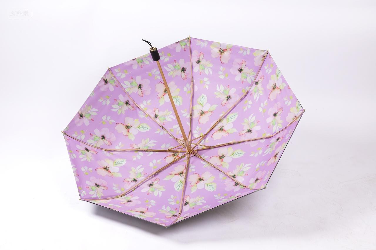伞形缩骨遮雨伞时尚花纹设计图案雨伞展开时内部的图片