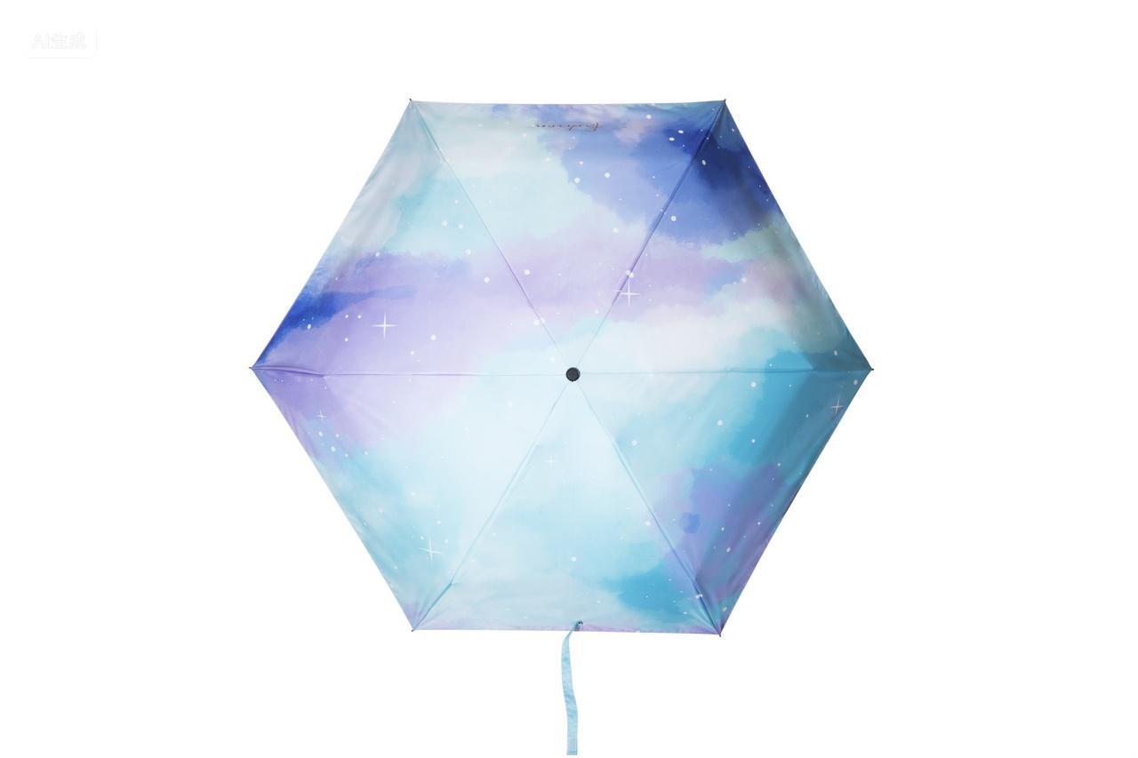 星空图案伞形缩骨遮雨伞科技设计元素六边六角伞形雨伞