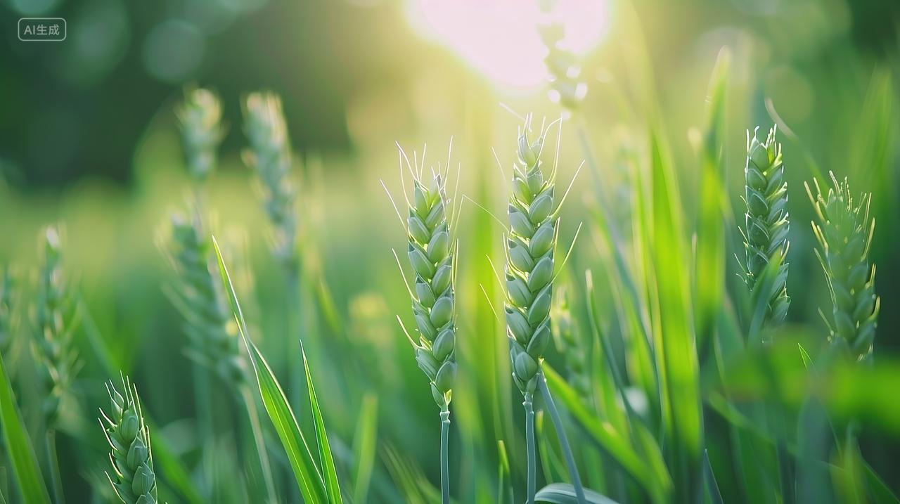 二十四节气海报背景背景绿色农作物麦地麦田小满