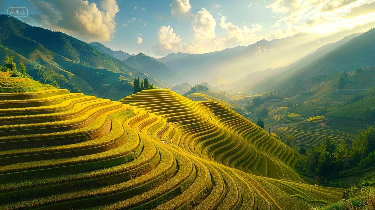 二十四节气芒种背景图芒种节芒种梯田