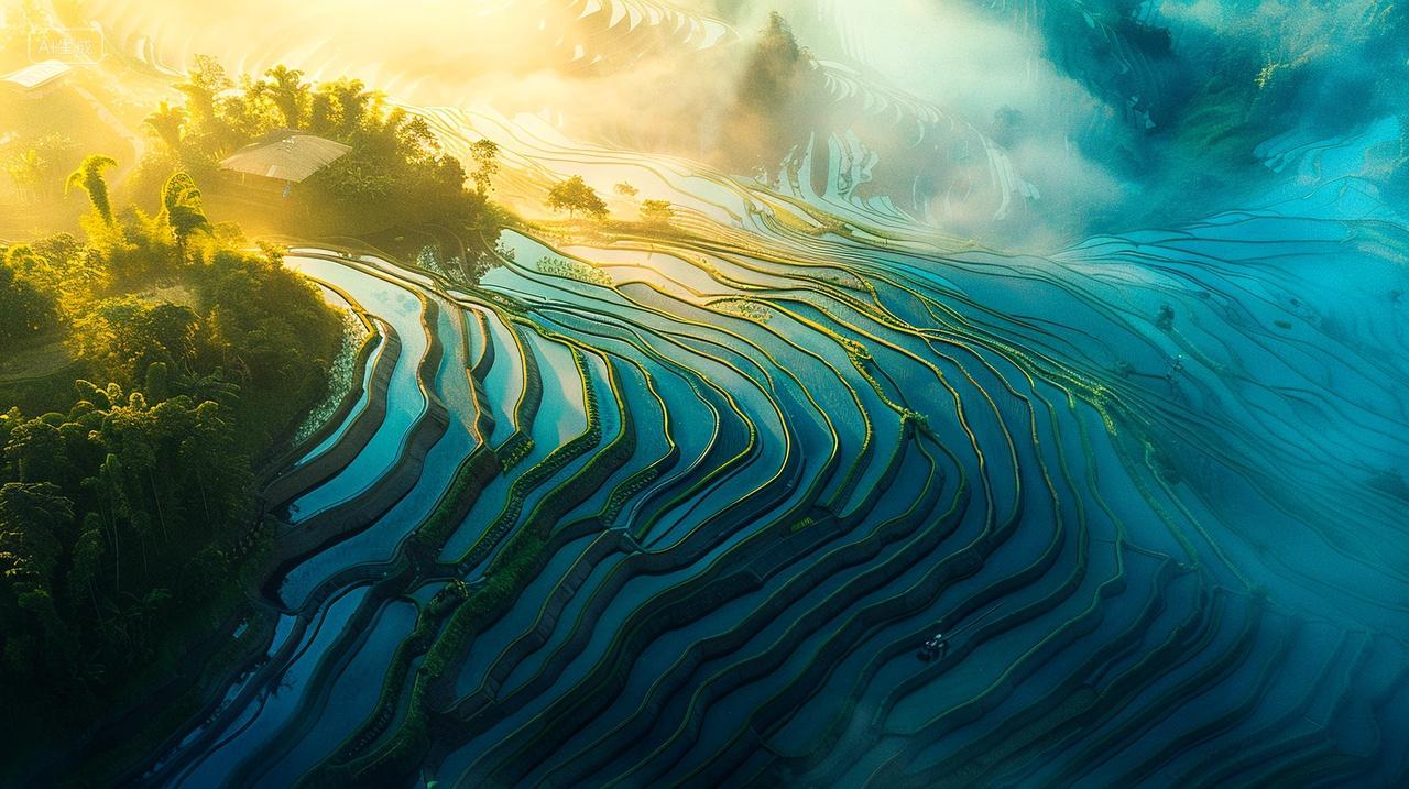 二十四节气小满24节气二十四节气背景图节梯田