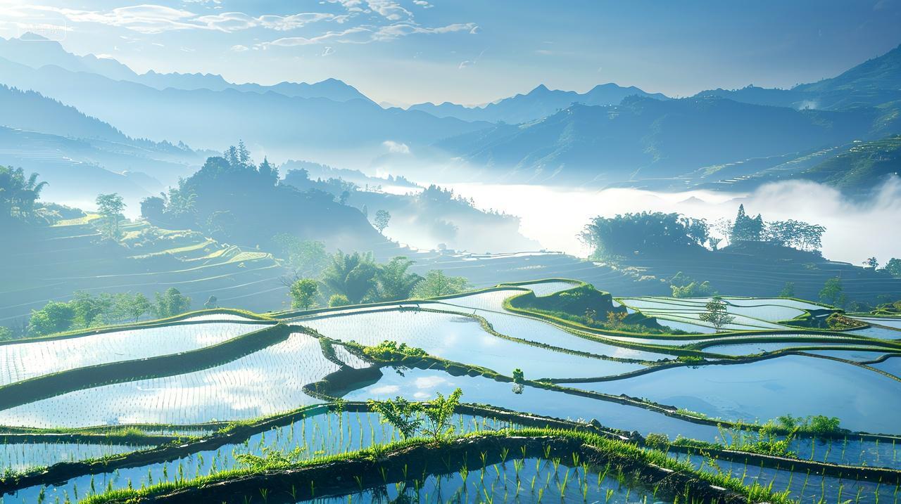 二十四节气背景图节梯田乡村