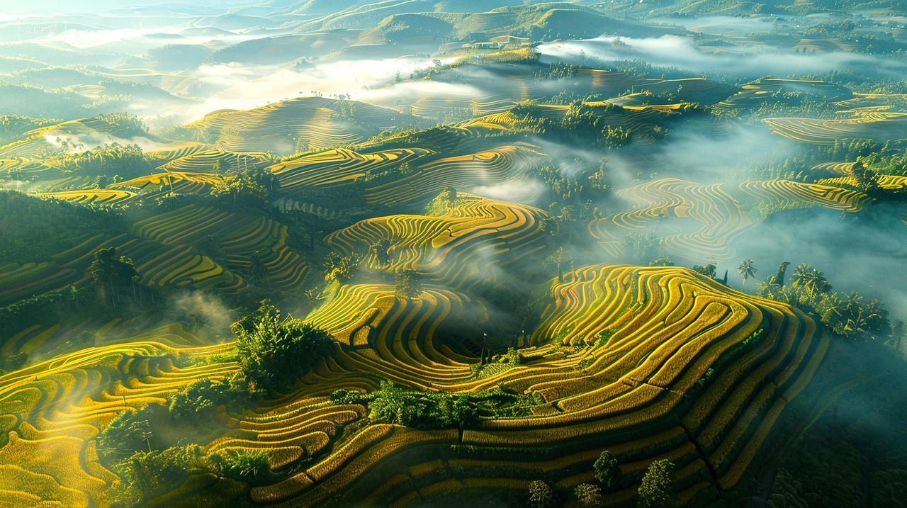 二十四节气芒种背景图芒种节芒种梯田