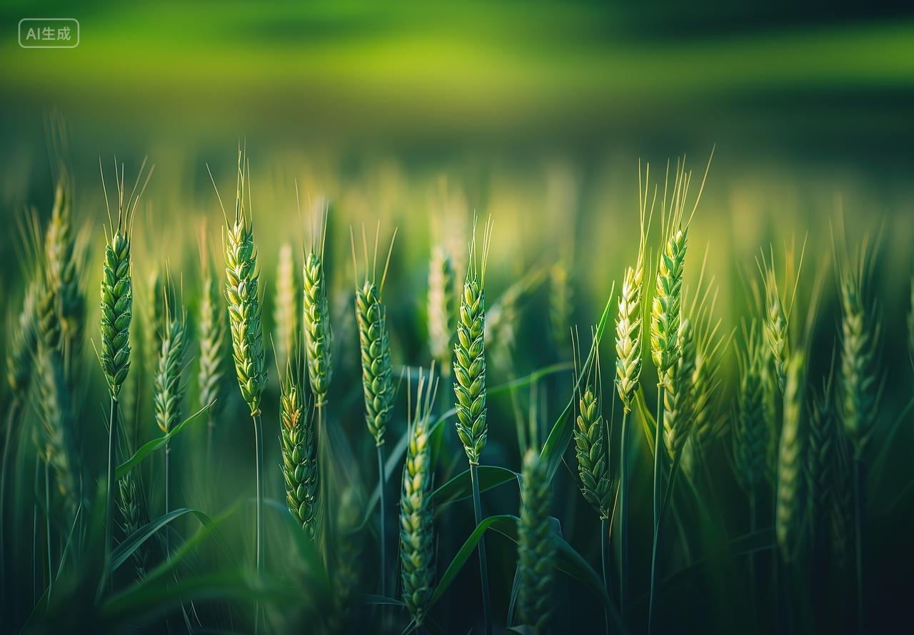 二十四节气芒种海报背景芒种背景绿色农作物麦地麦田小满