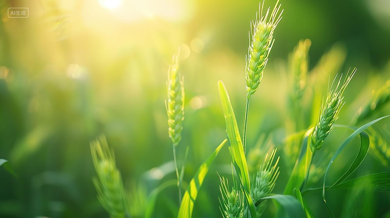 二十四节气海报背景背景绿色农作物麦地麦田
