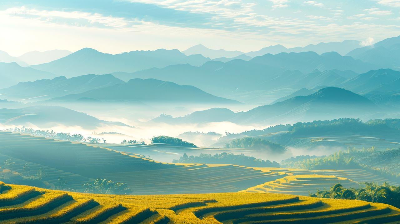 二十四节气芒种背景图芒种节芒种梯田