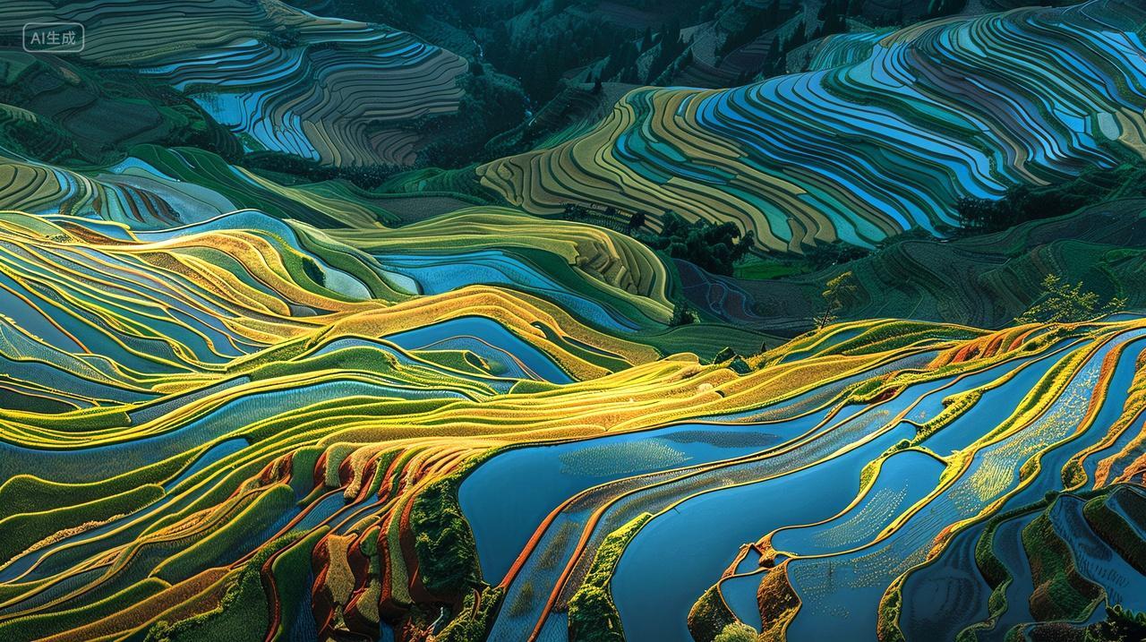 二十四节气背景图节梯田