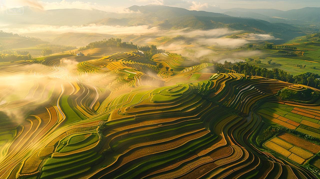 二十四节气芒种背景图芒种节芒种梯田