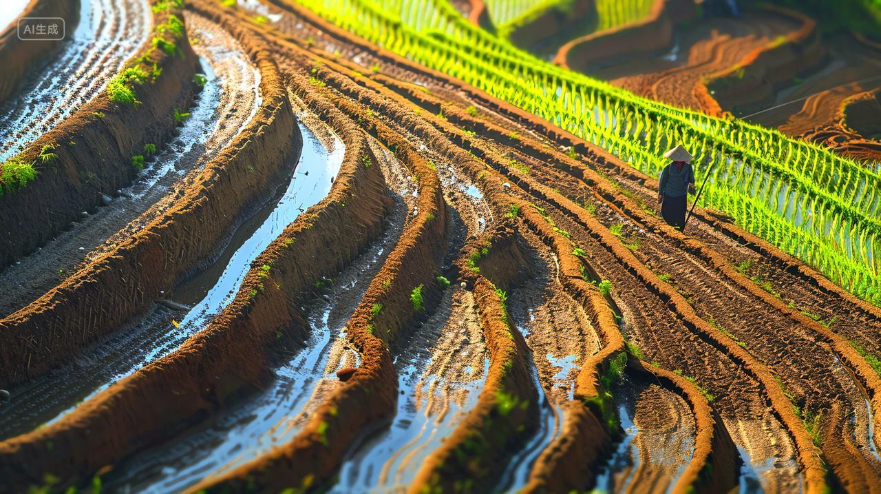 二十四节气芒种背景图芒种节芒种梯田