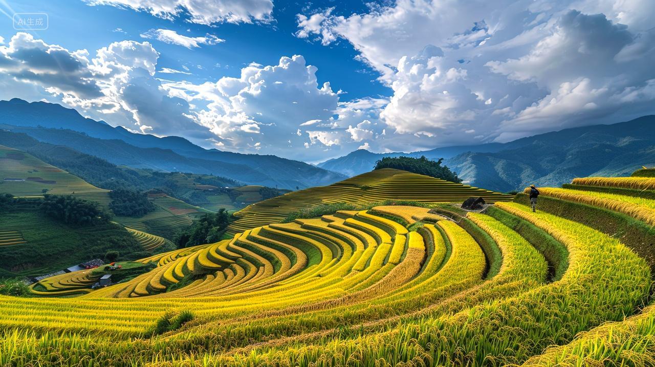 二十四节气芒种背景图芒种节芒种梯田