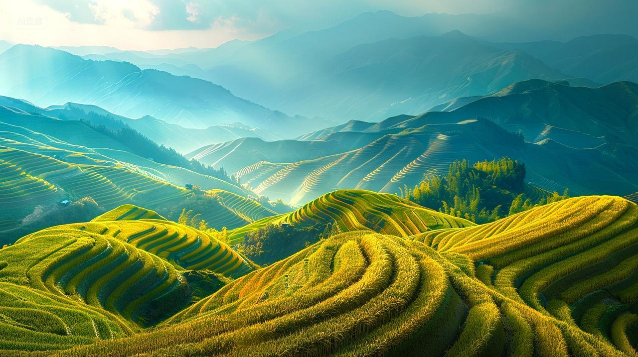 二十四节气芒种背景图芒种节芒种梯田