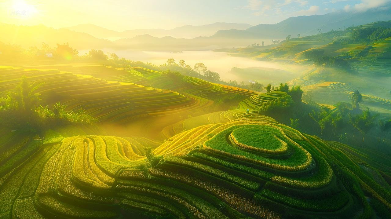 二十四节气芒种背景图芒种节芒种梯田