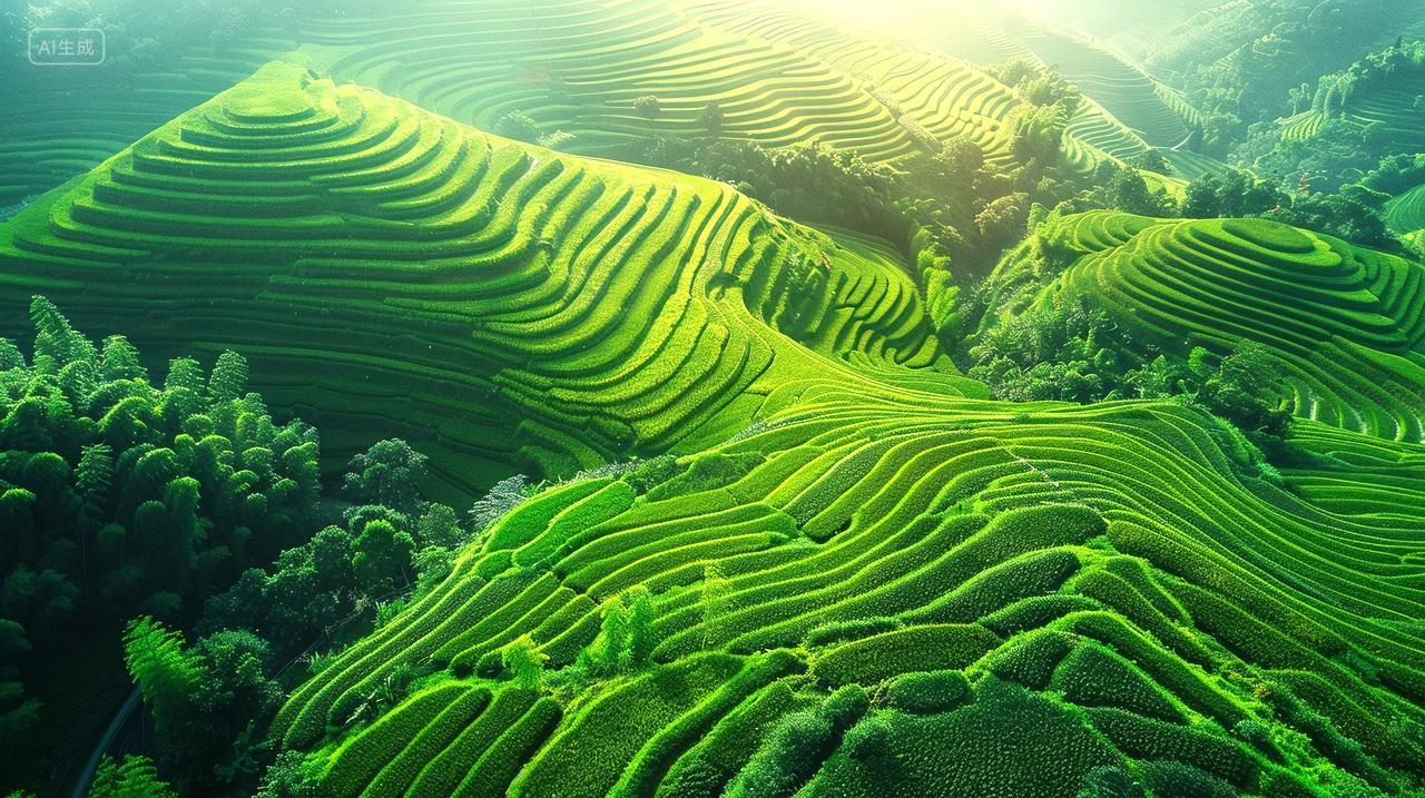 二十四节气背景图小满茶园茶叶