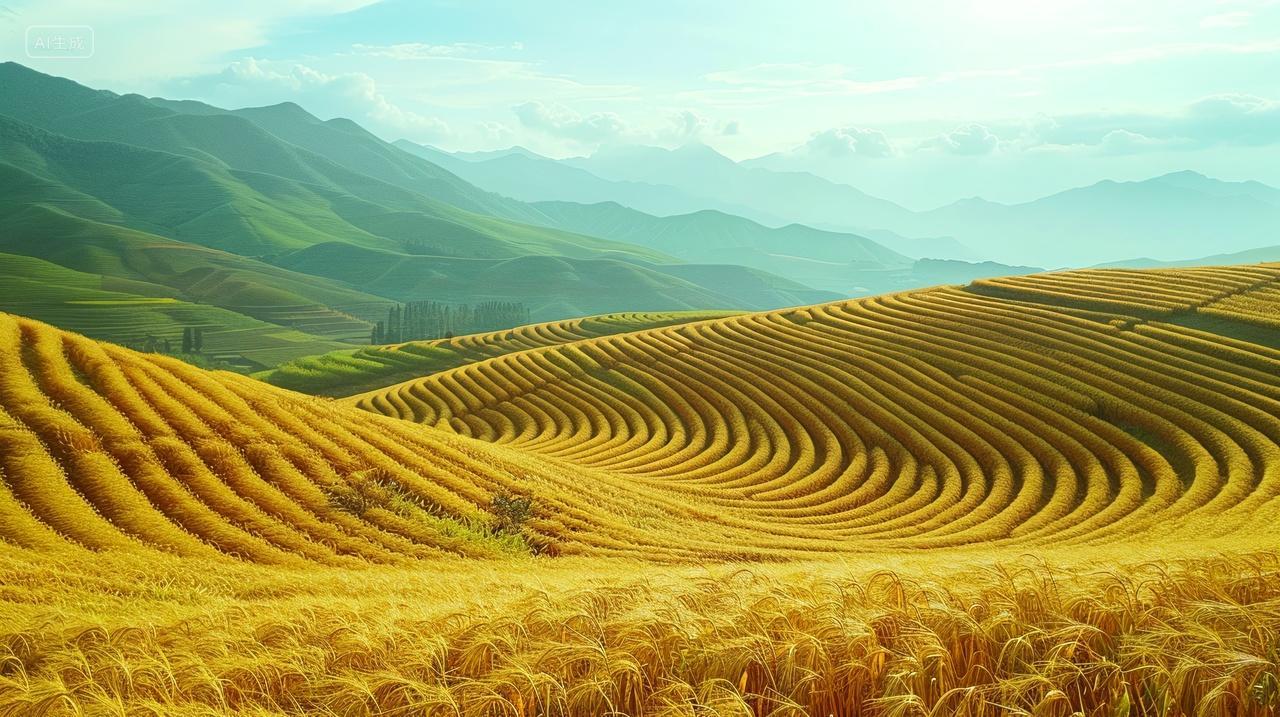 二十四节气芒种背景图芒种节芒种梯田