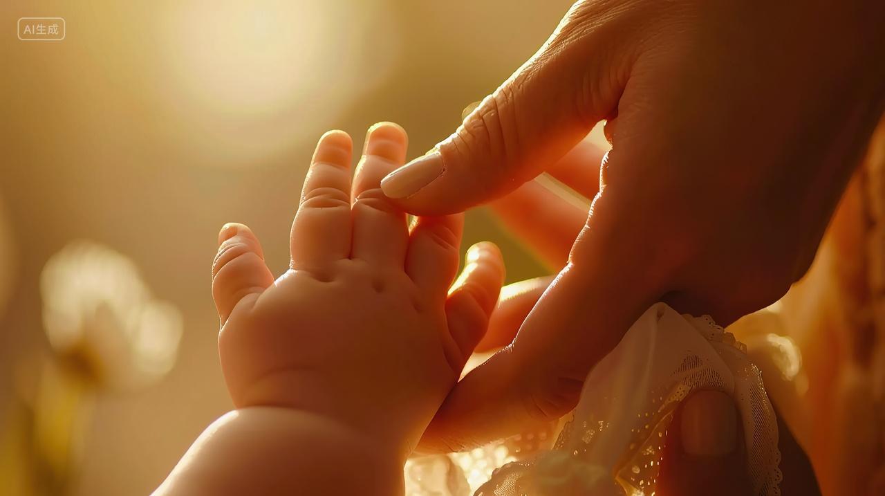 父亲节大手牵小手手部特写照片