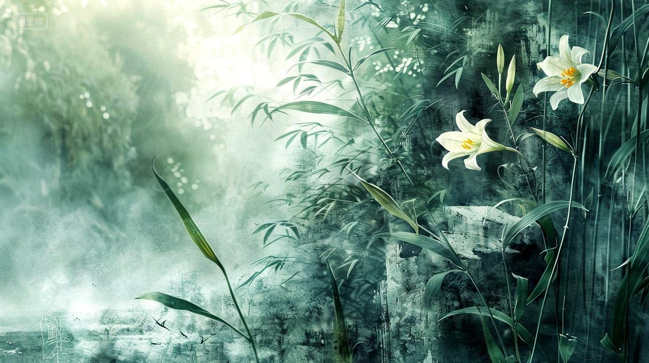 百合山水清新雅韵