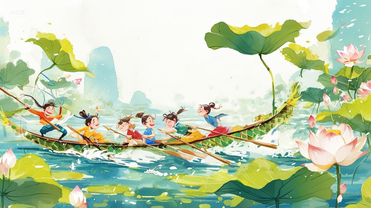 中国传统节日端午节划龙舟赛龙舟