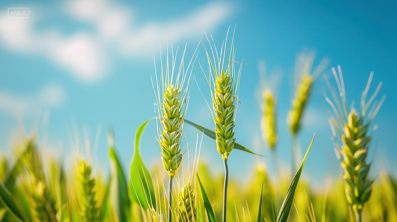 二十四节气芒种海报背景芒种背景绿色农作物麦地麦田小满