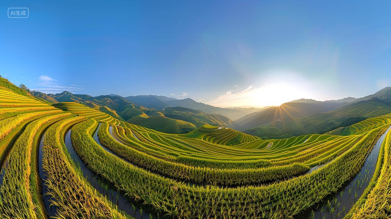 二十四节气芒种背景图芒种节芒种梯田