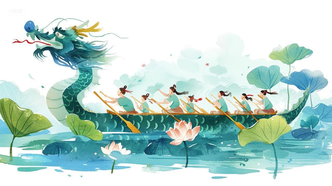 中国传统节日端午节划龙舟赛龙舟