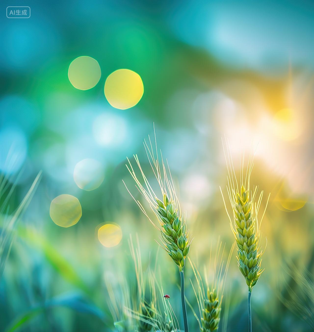 二十四节气芒种海报背景芒种背景绿色农作物麦地麦田