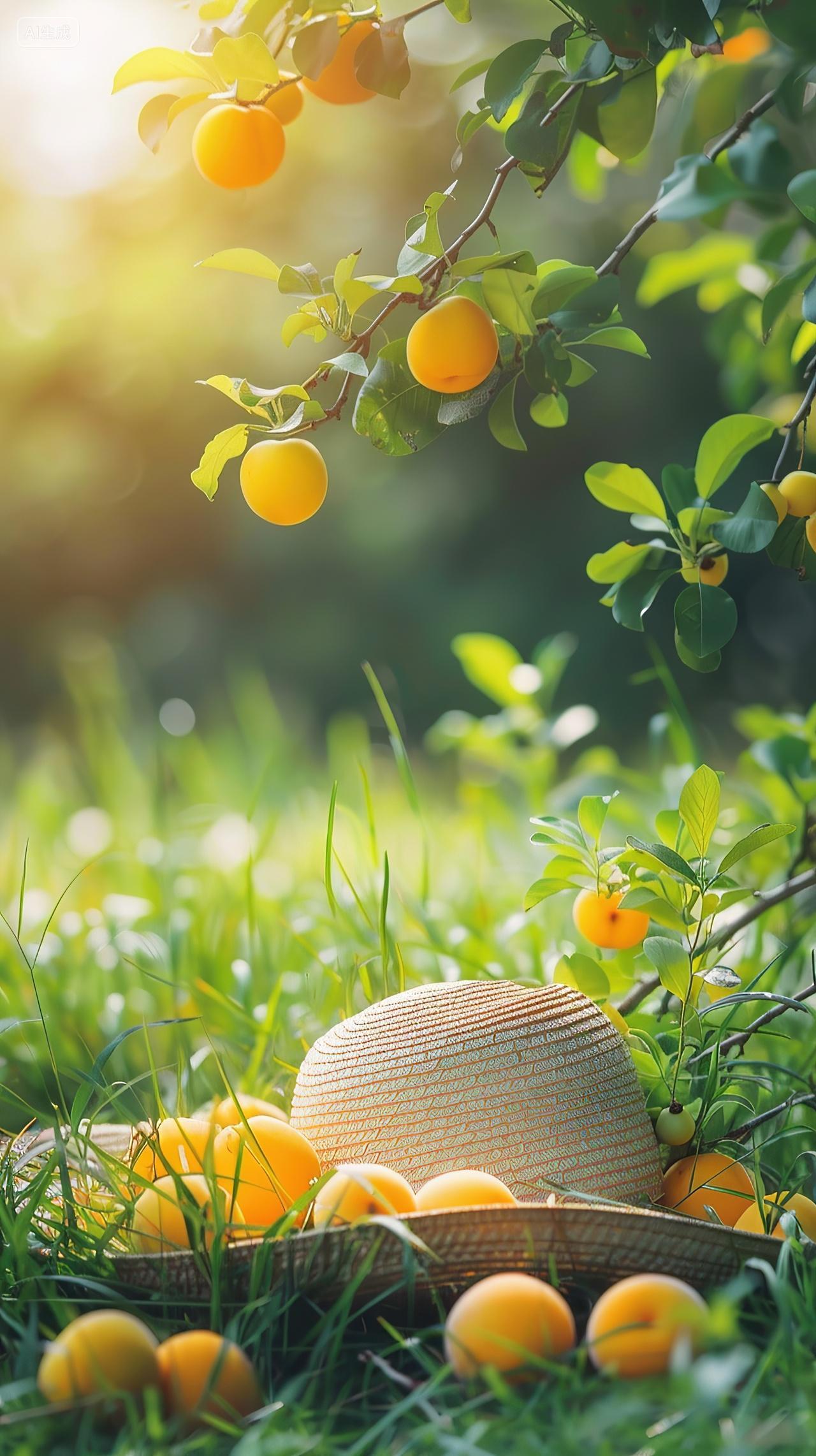 二十四节气小满谷雨芒种梅子丰收背景