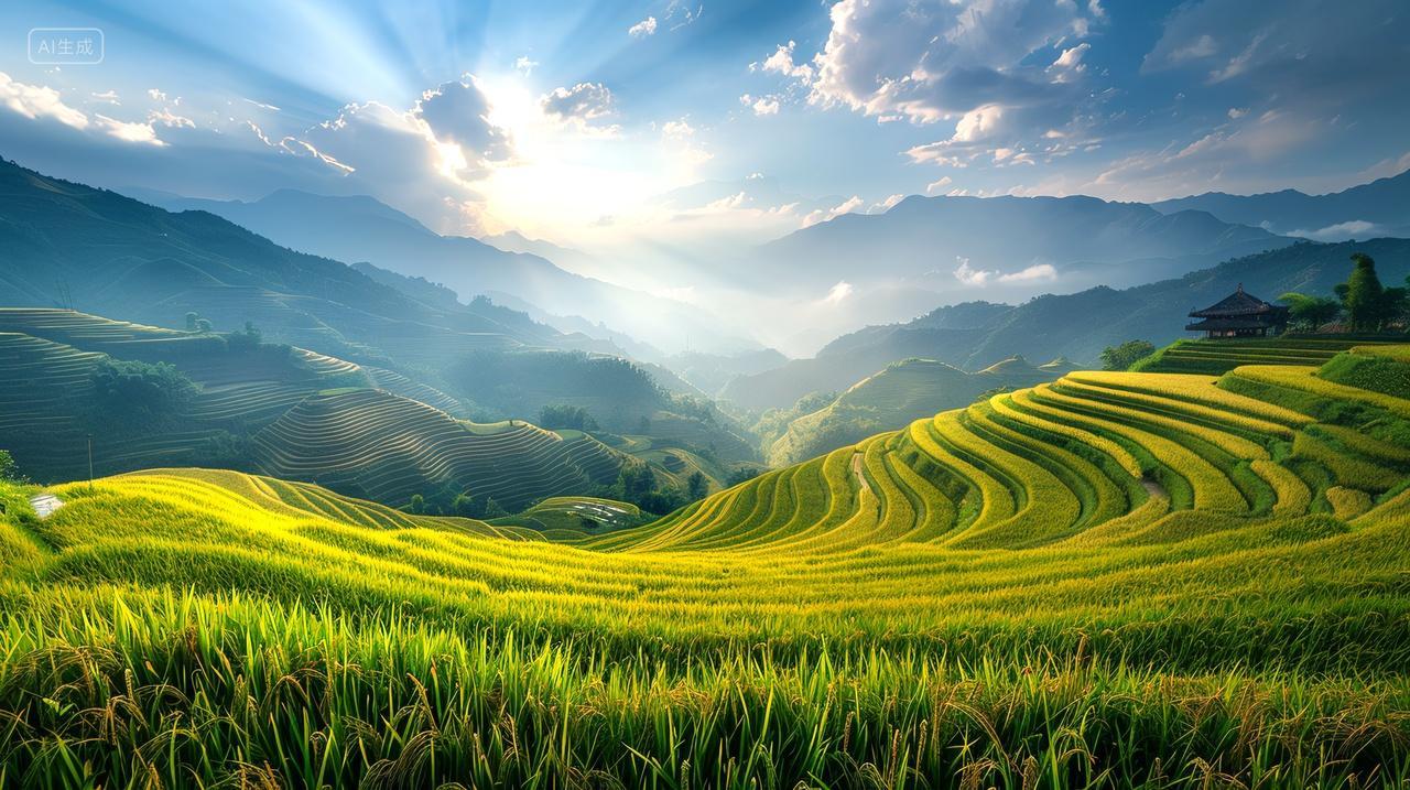 二十四节气芒种背景图芒种节芒种梯田