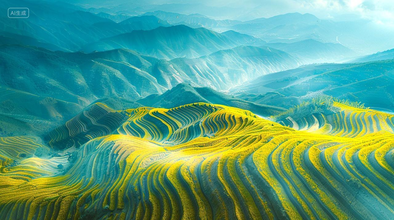 二十四节气芒种背景图芒种节芒种梯田