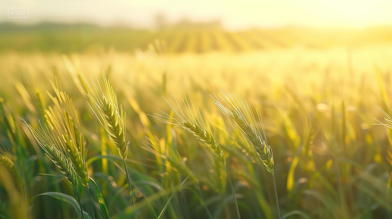 二十四节气芒种海报背景芒种背景绿色农作物麦地麦田小满