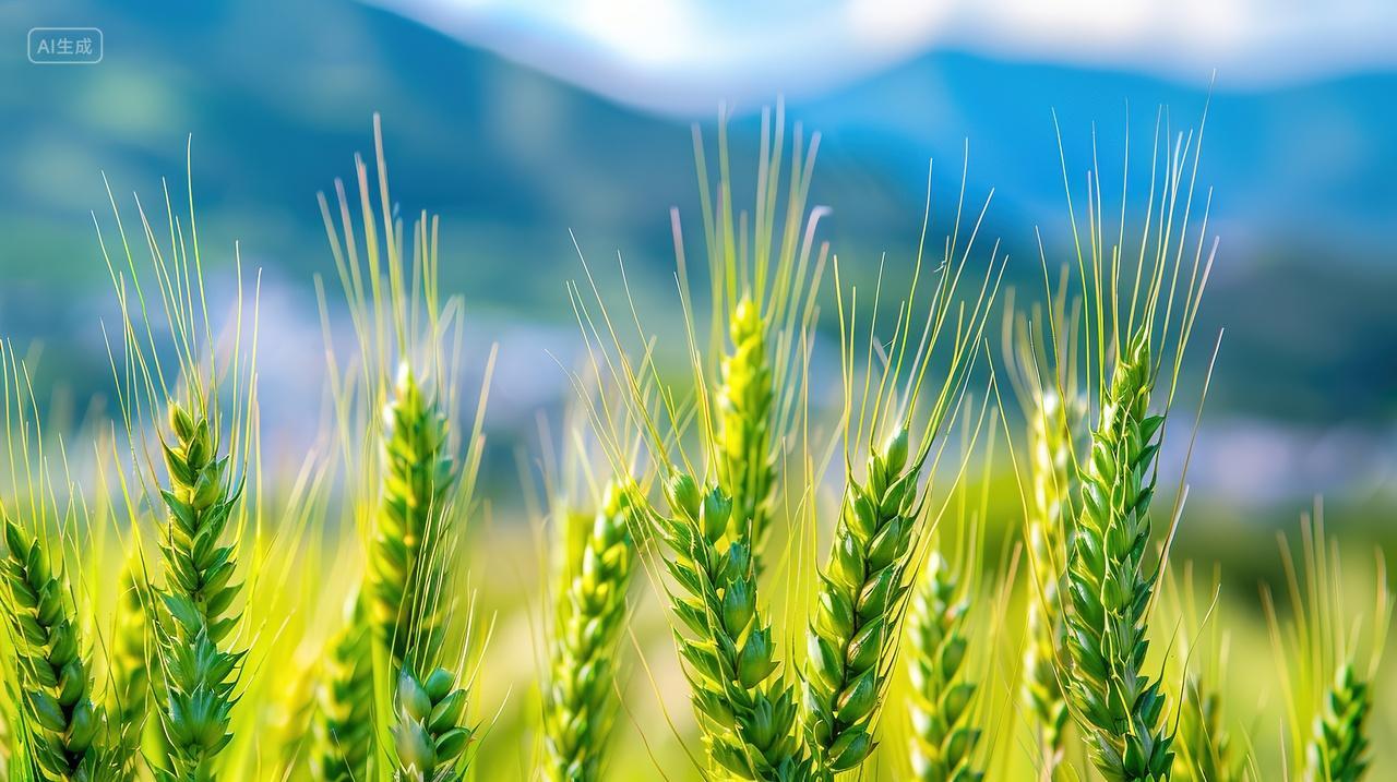 二十四节气海报背景背景绿色农作物麦地麦田小满