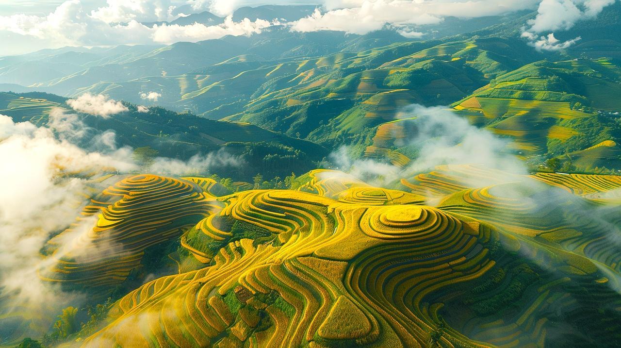 二十四节气芒种背景图芒种节芒种梯田