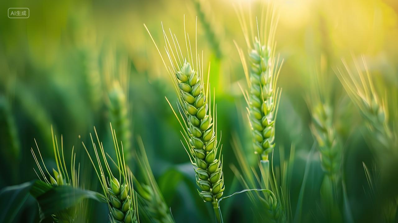 二十四节气海报背景背景绿色农作物麦地麦田小满