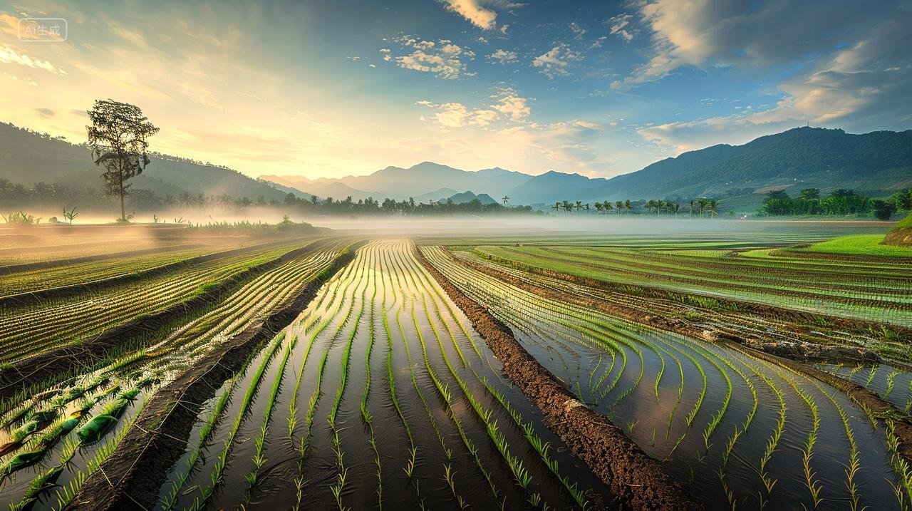 二十四节气芒种背景图芒种节芒种梯田